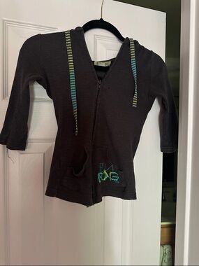 Billabong Dark Gray Zip Hoodie with Green Accents